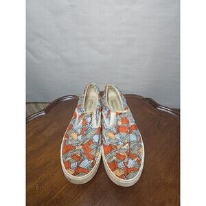 BucketFeet Mens 9 Slip On Canvas Shoes Geometric Print Casual Skate Sneakers